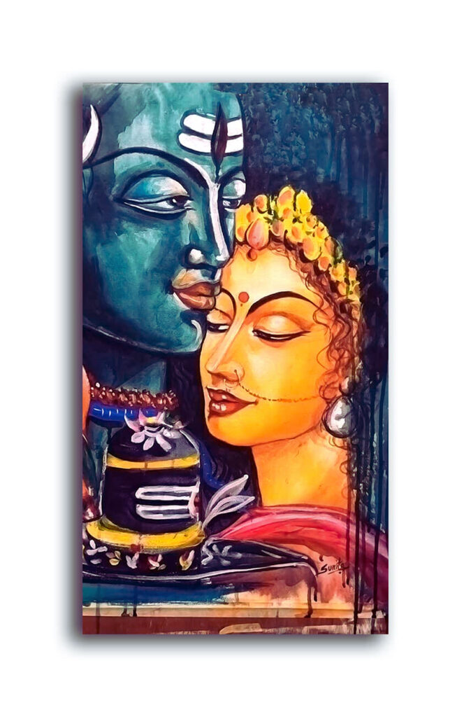 Shiv and Parvati Art Canvas Paintings for Home