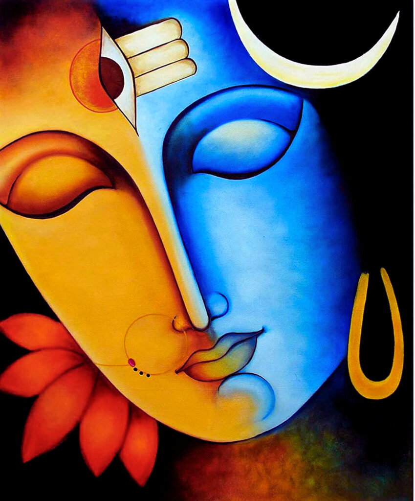 Shiva Parvati Abstract Painting 4