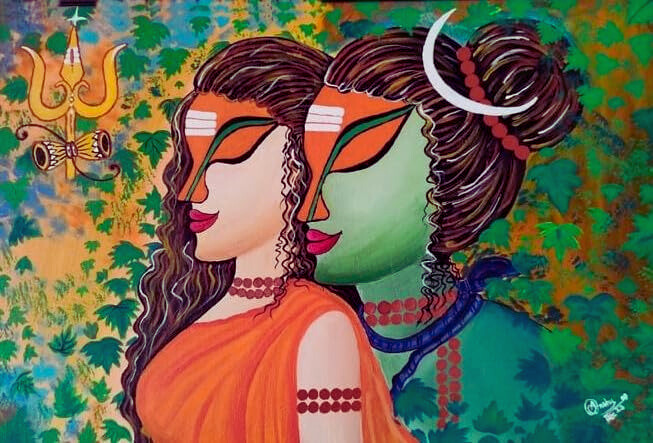 Shiva-Parvati-Acrylic-Painting
